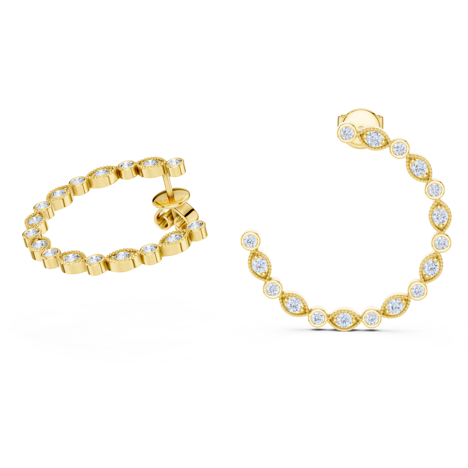 Marquise Bezel Diamond Hoop Earrings