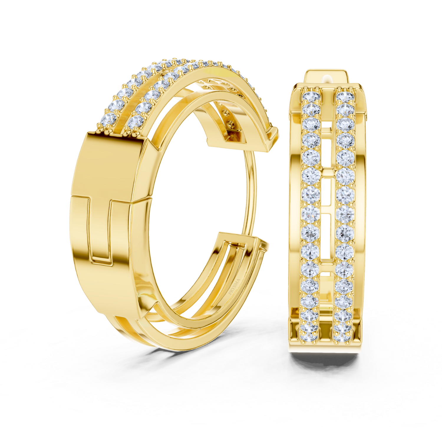 Dual Row Diamond Hoop Earrings