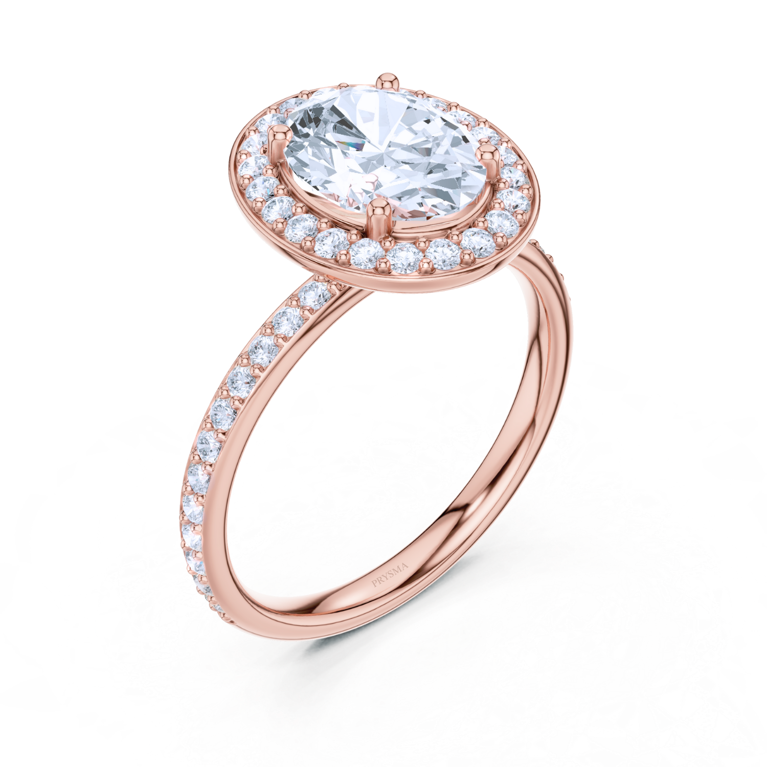 Halo Diamond Ring With Pave Band