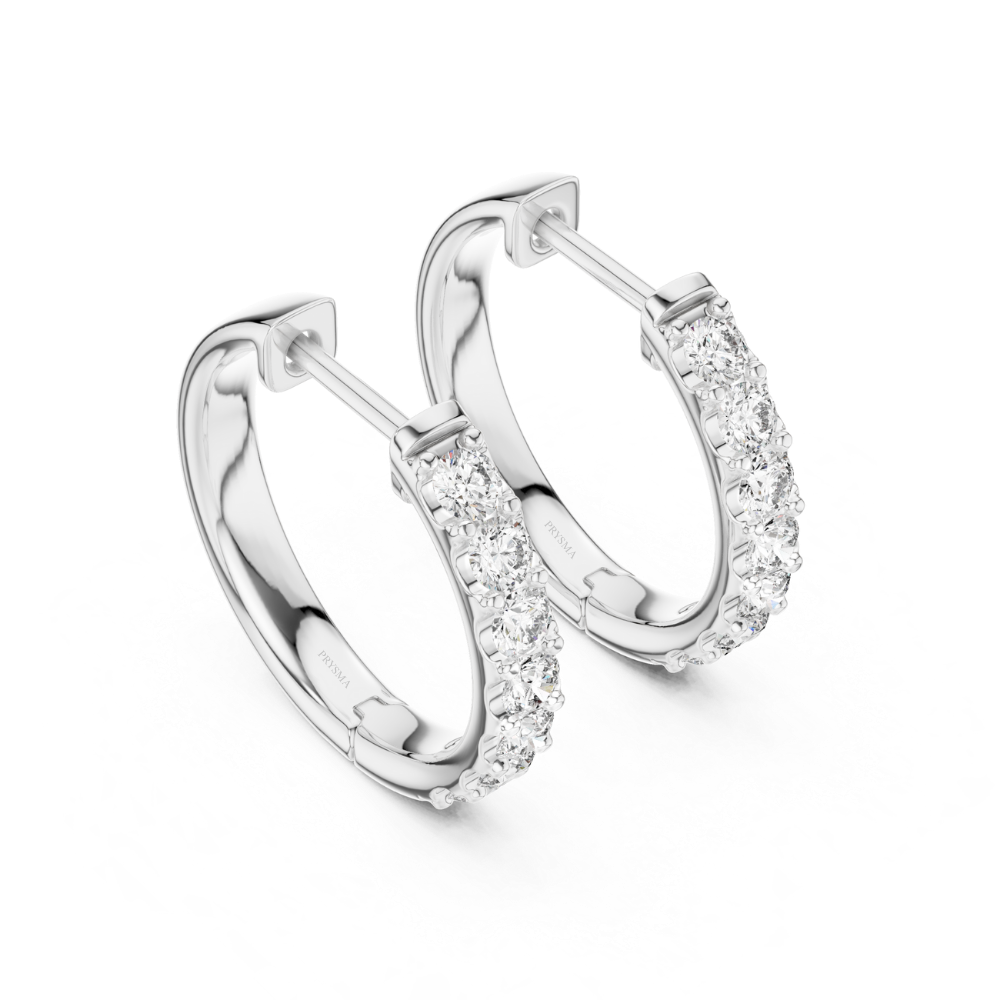Classic Round Diamond Hoop Earrings