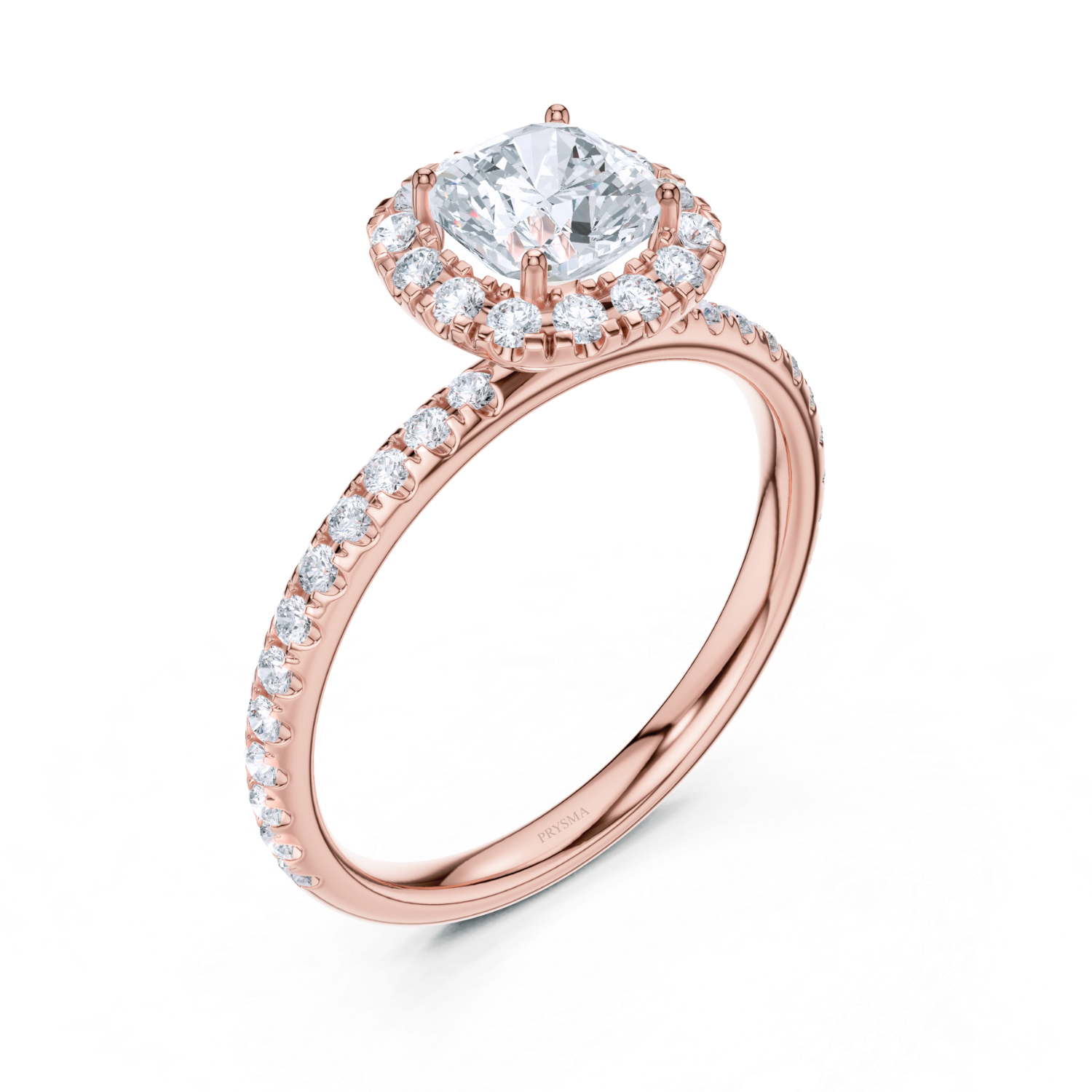 Cushion Halo Pave Diamond Ring