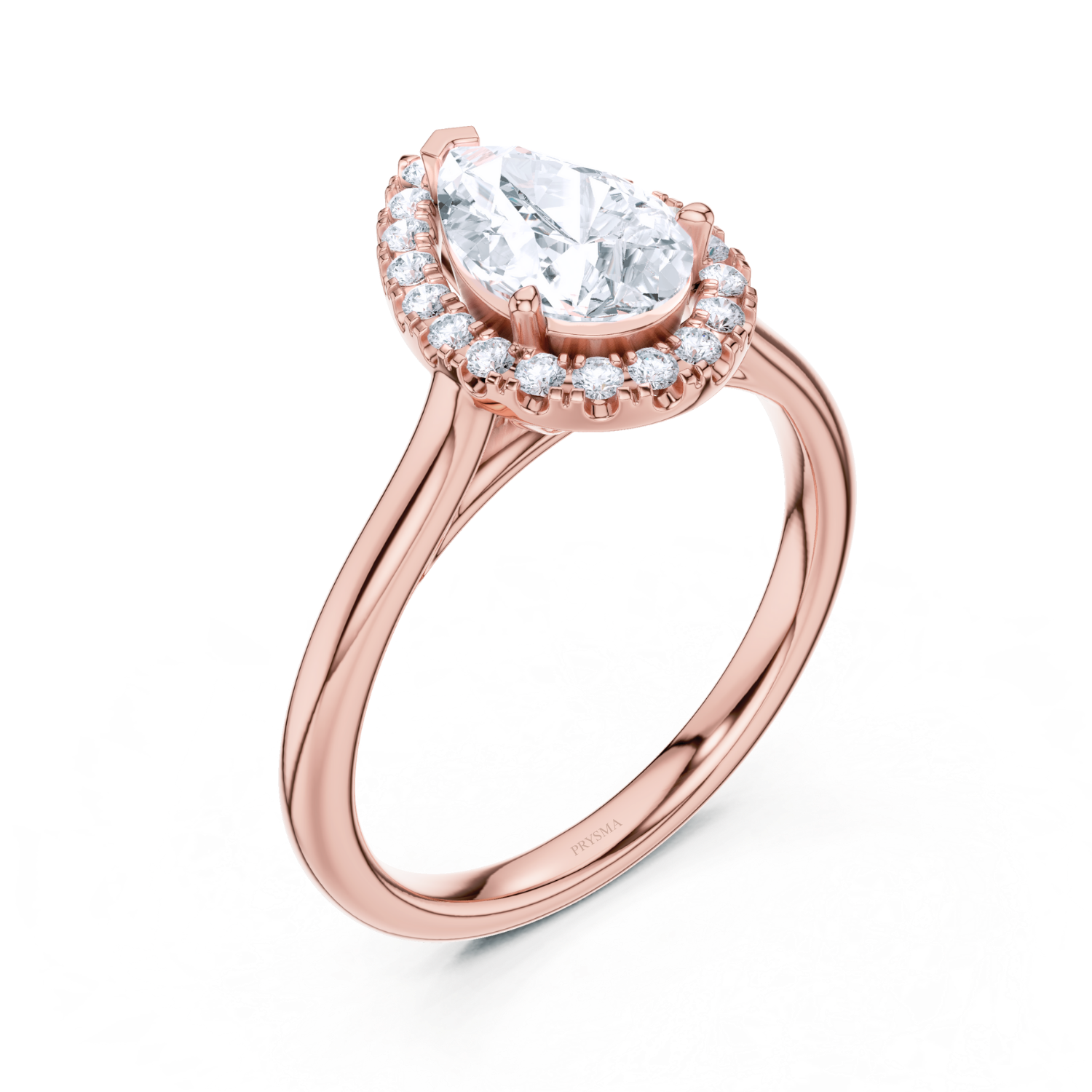 Pear-Shaped Halo Diamond Ring
