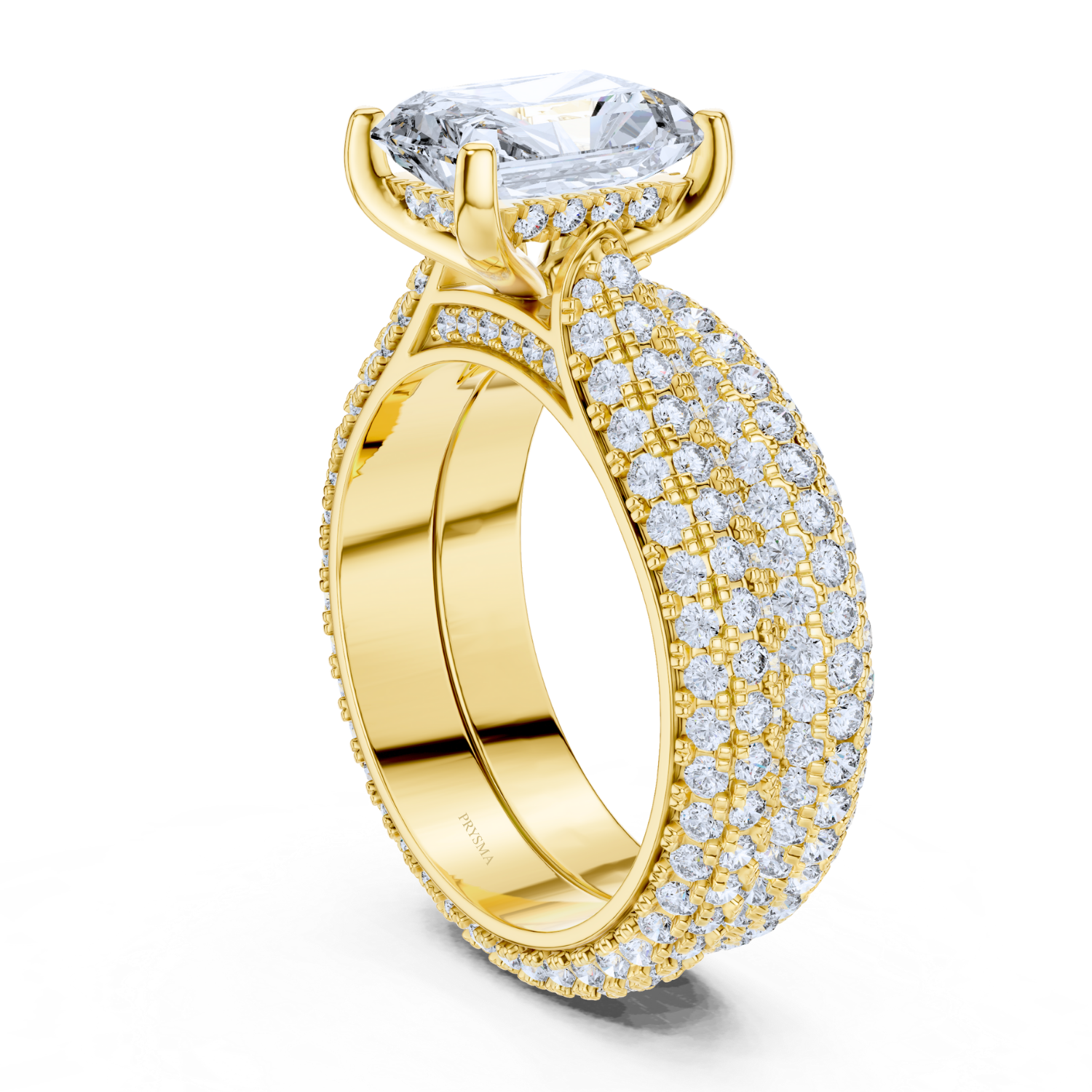 Round Center Stone 4 Prong Pave Diamond