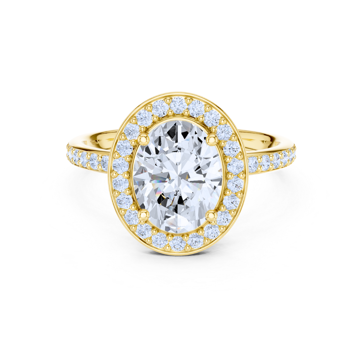 Halo Diamond Ring With Pave Band