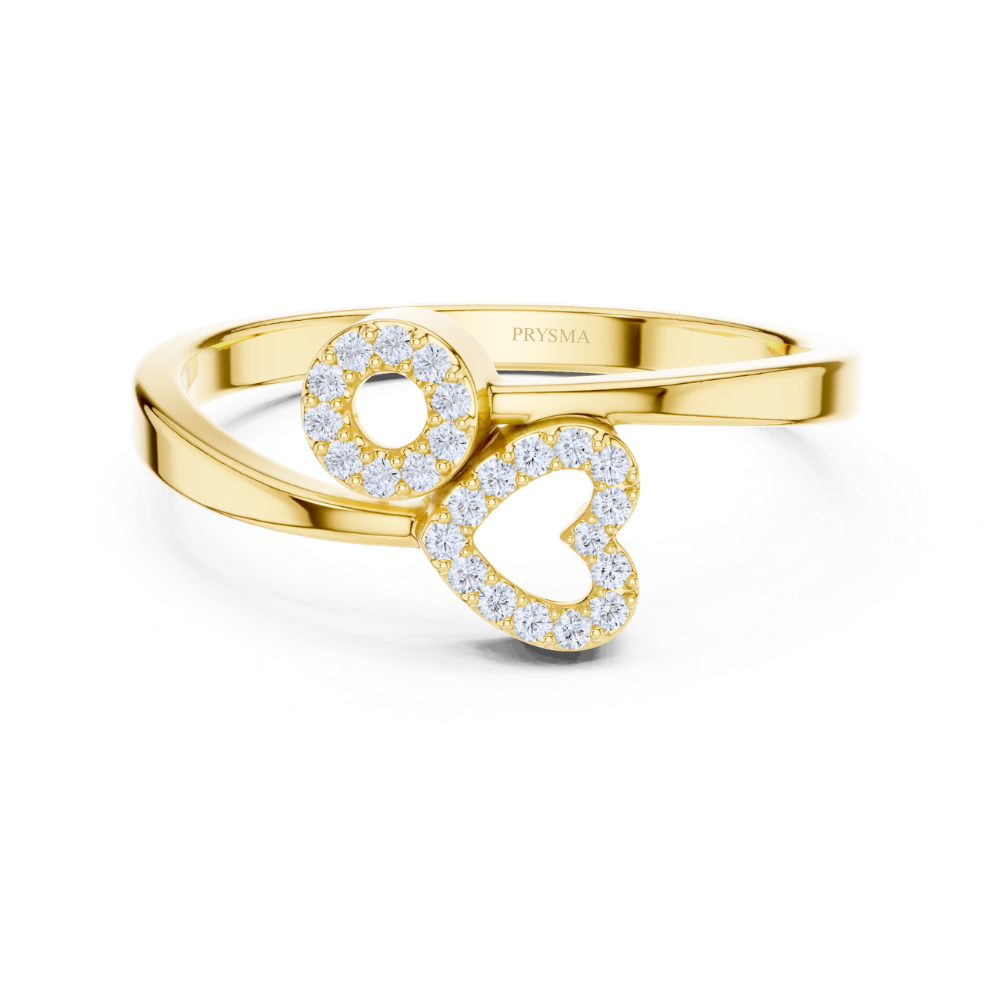 Diamond-Studded Love Initial Ring