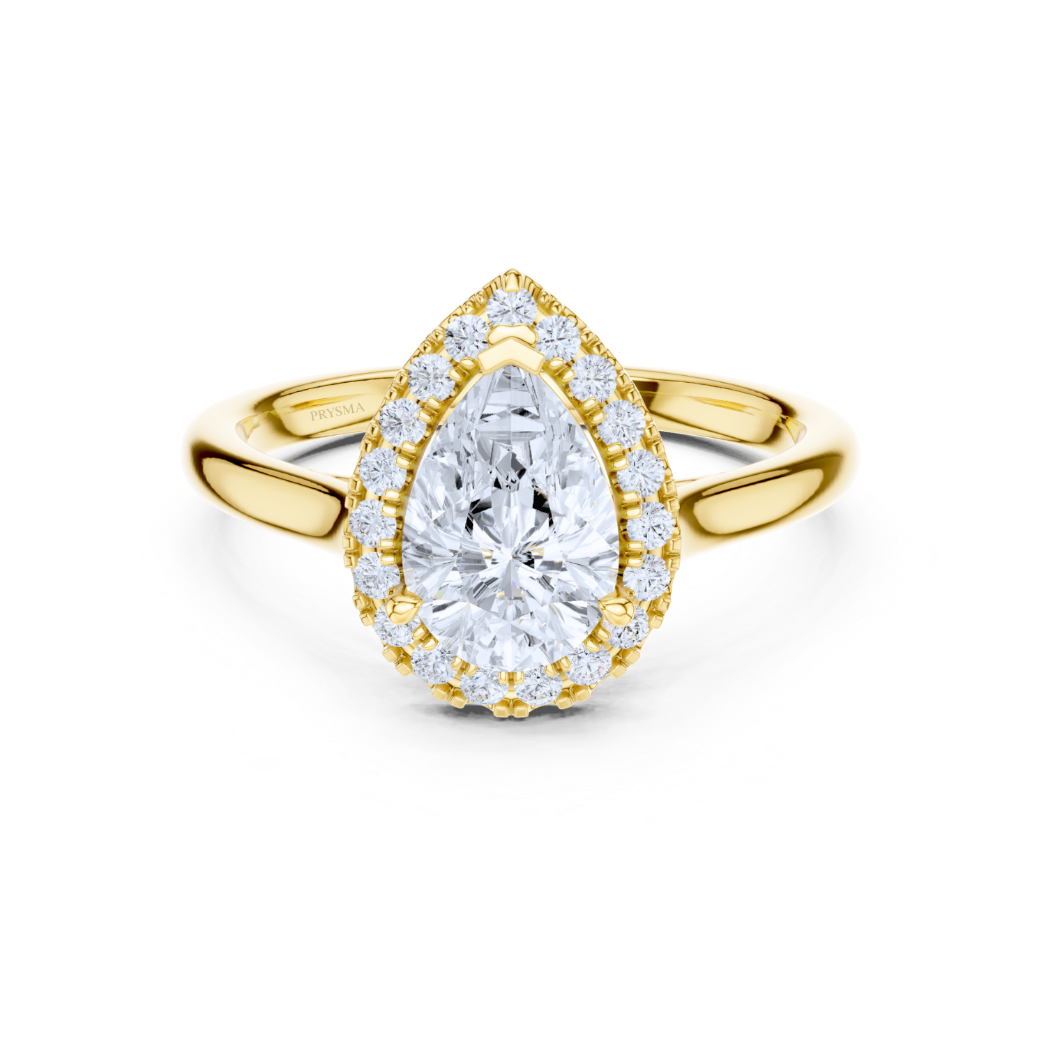 Pear-Shaped Halo Diamond Ring