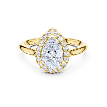 Pear-Shaped Halo Diamond Ring