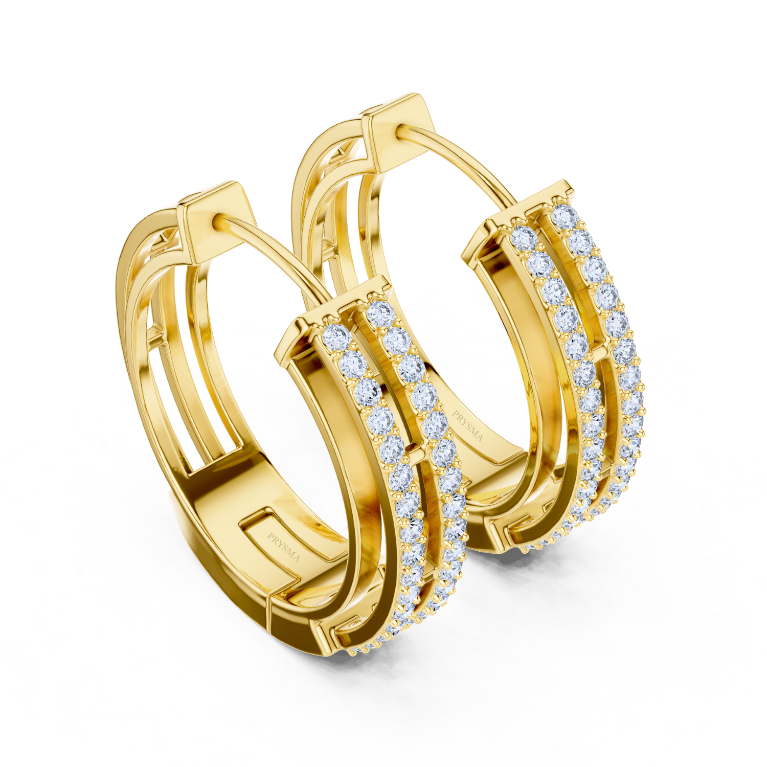 Dual Row Diamond Hoop Earrings
