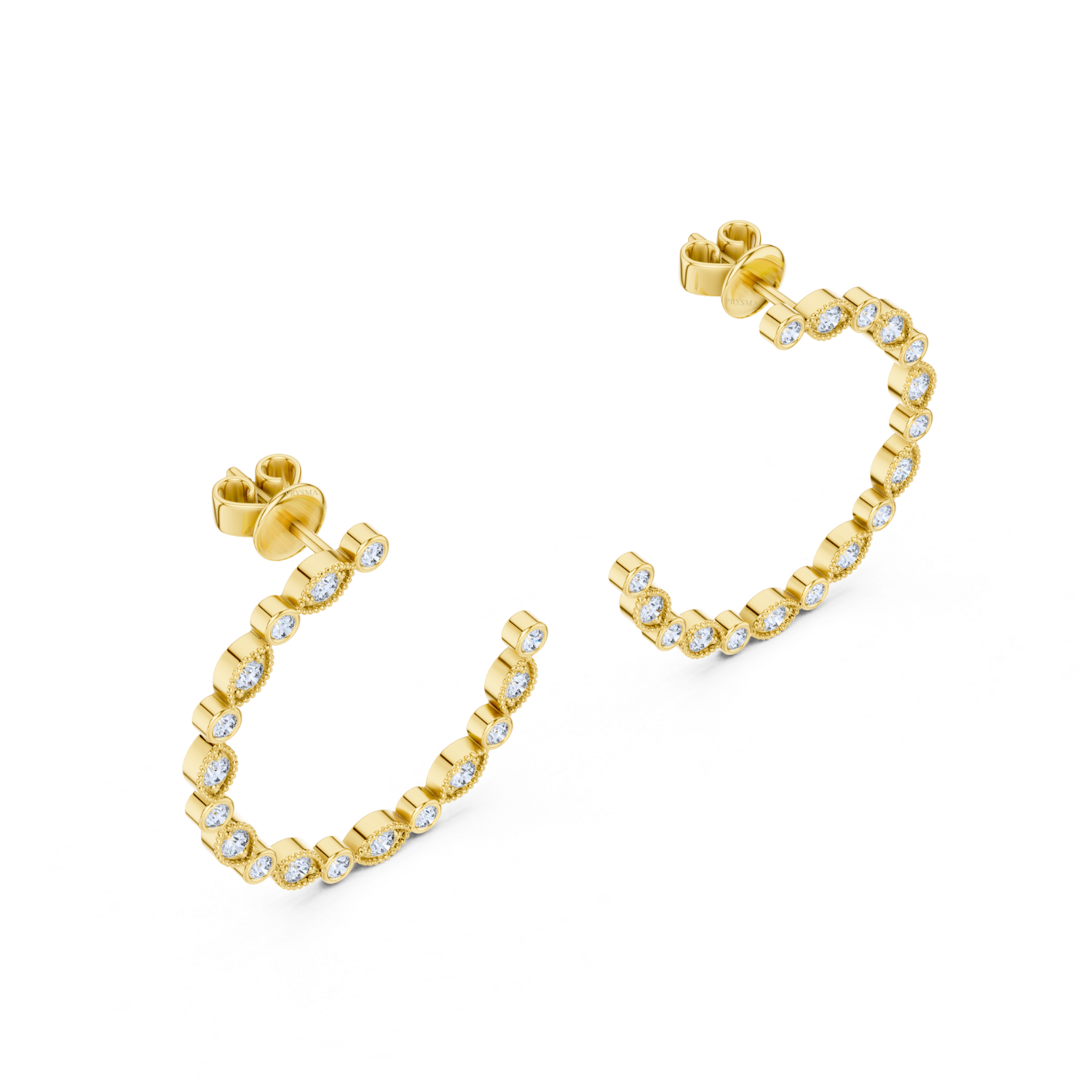 Marquise Bezel Diamond Hoop Earrings