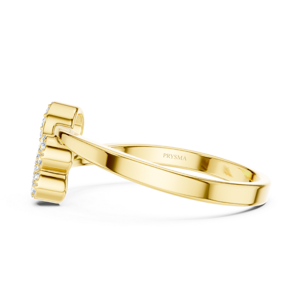 Diamond-Studded Love Initial Ring
