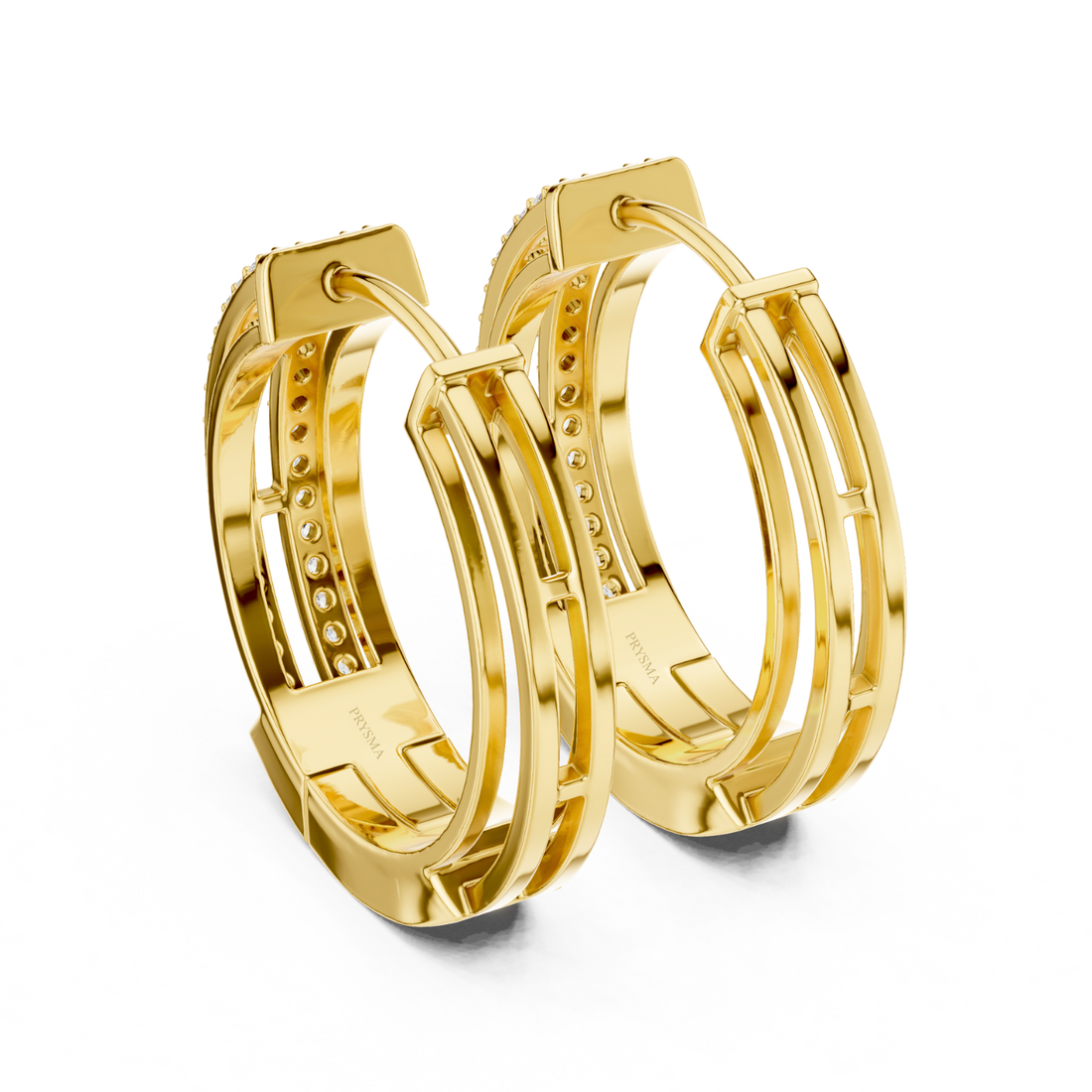 Dual Row Diamond Hoop Earrings