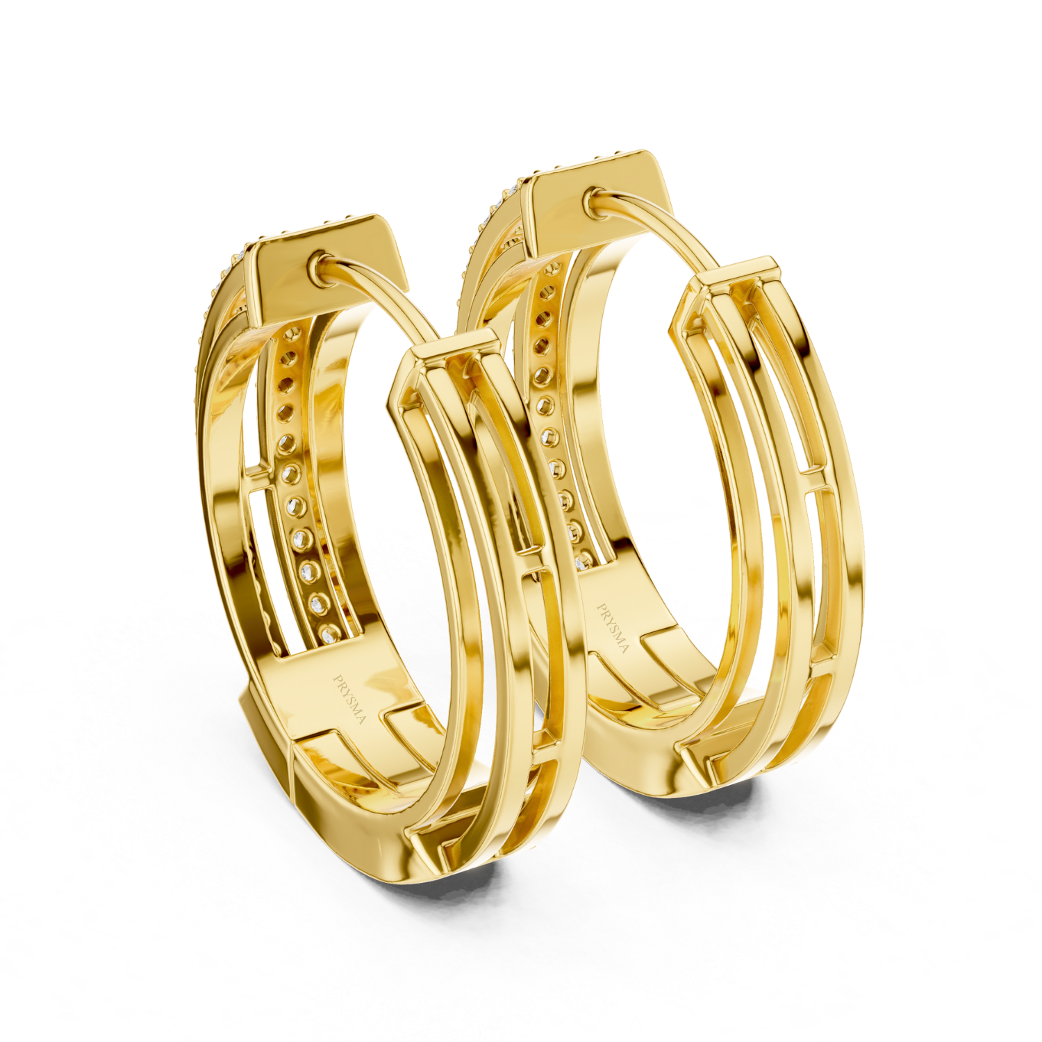 Dual Row Diamond Hoop Earrings