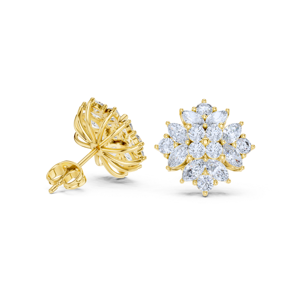 Diamond Bloom Marquise Studs
