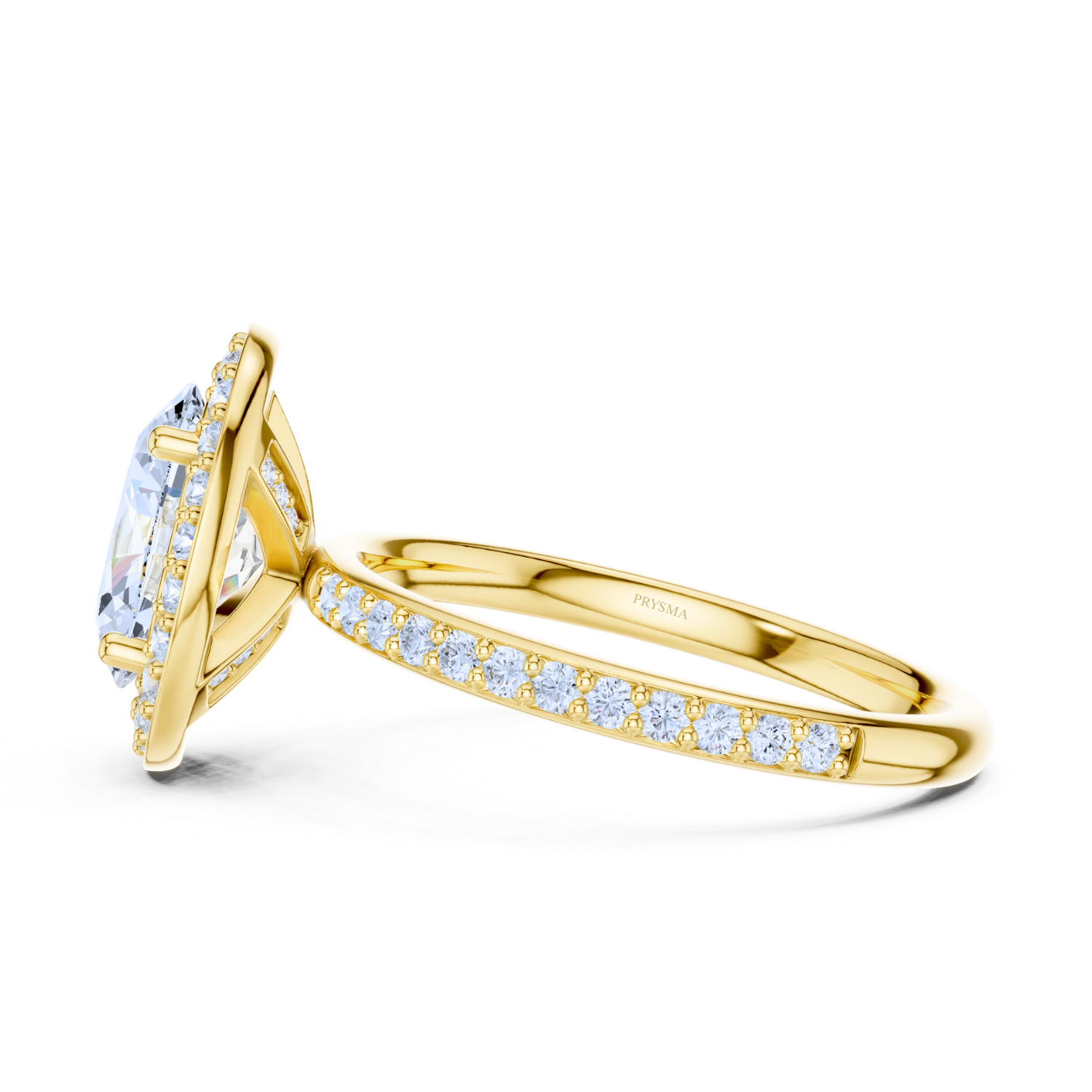 Halo Diamond Ring With Pave Band