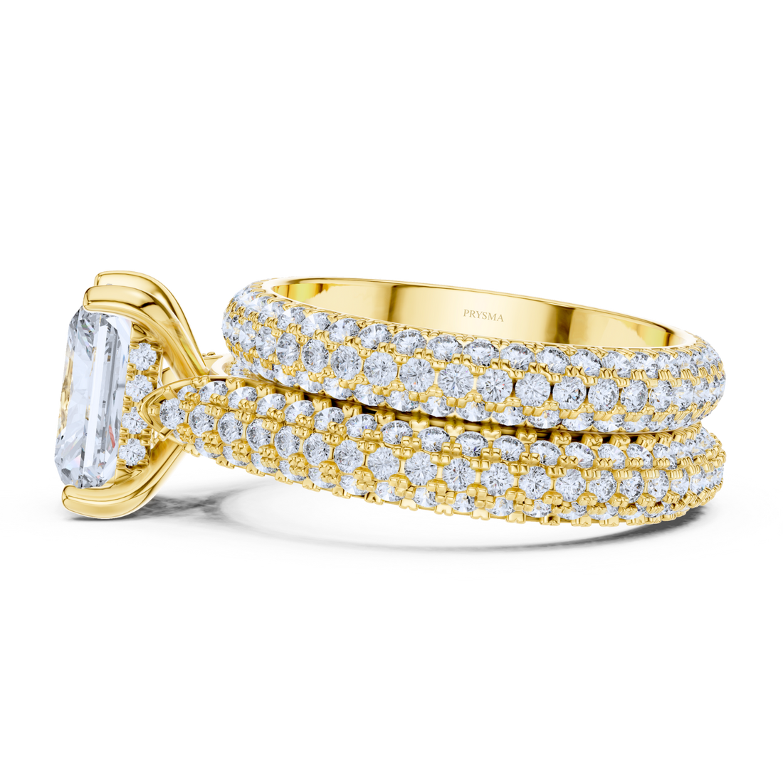 Round Center Stone 4 Prong Pave Diamond