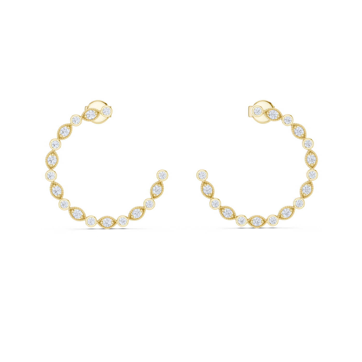Marquise Bezel Diamond Hoop Earrings
