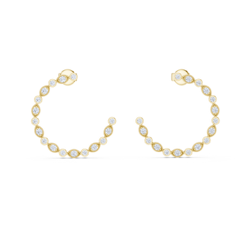 Marquise Bezel Diamond Hoop Earrings