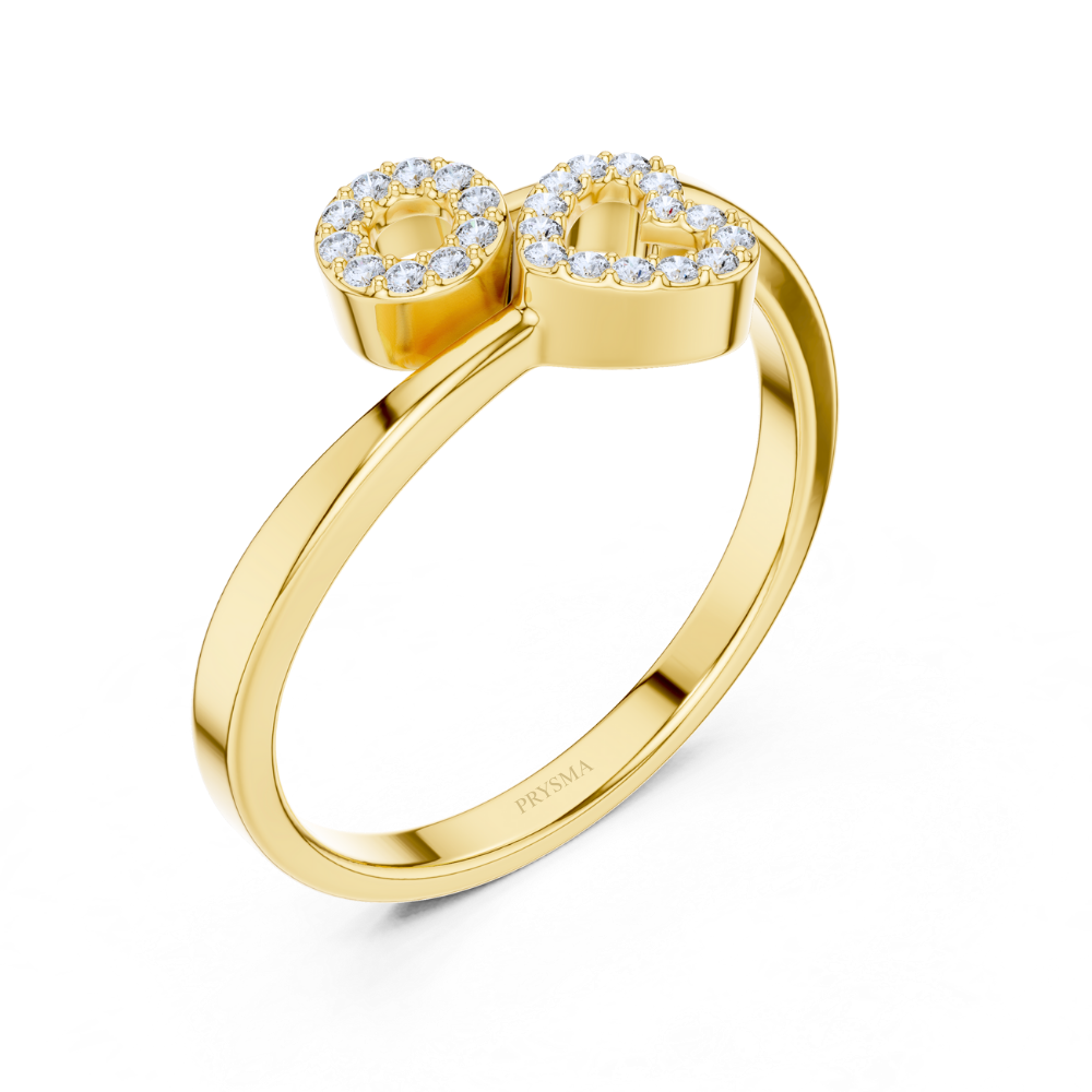 Diamond-Studded Love Initial Ring