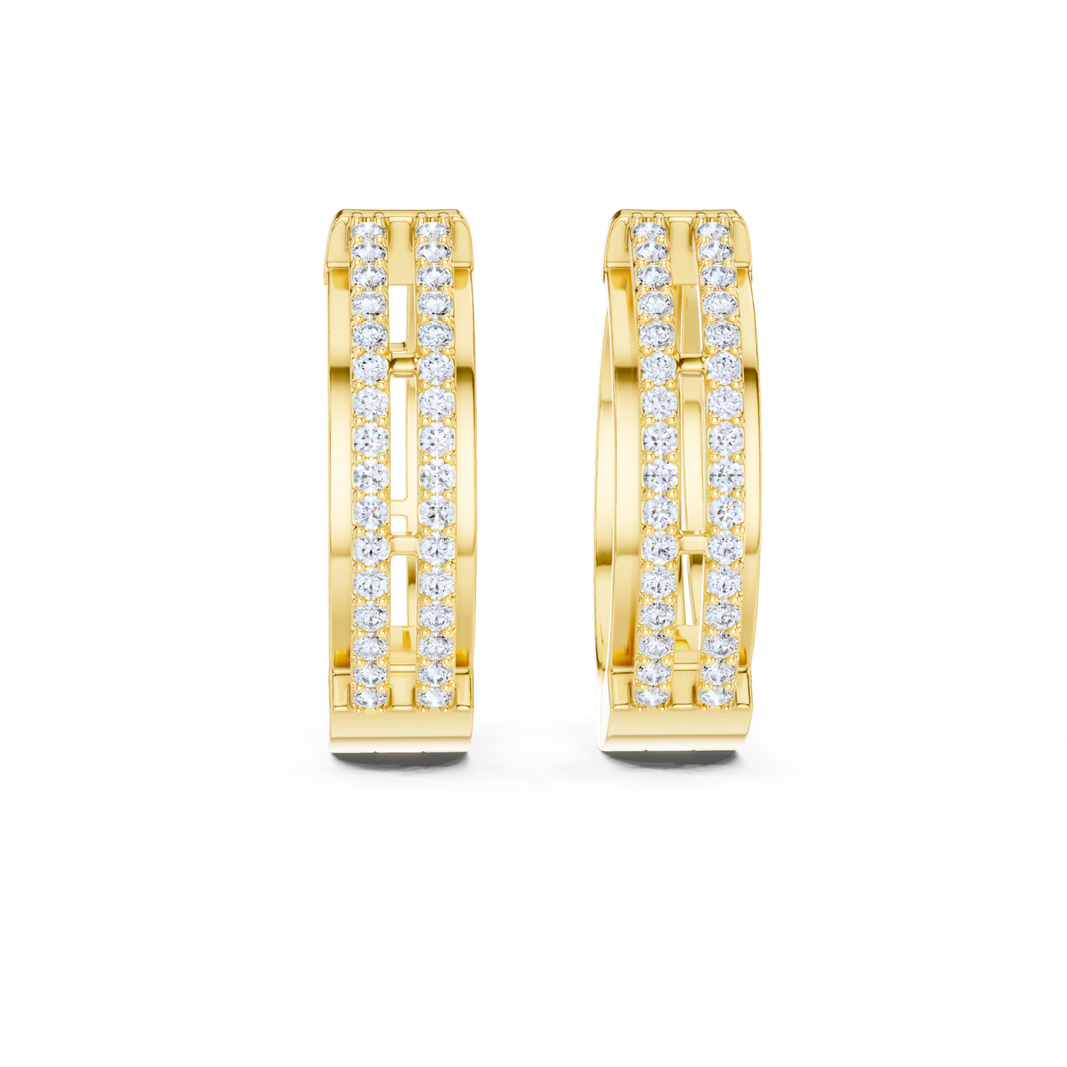 Dual Row Diamond Hoop Earrings