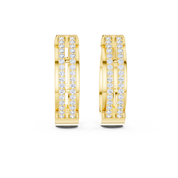 Dual Row Diamond Hoop Earrings