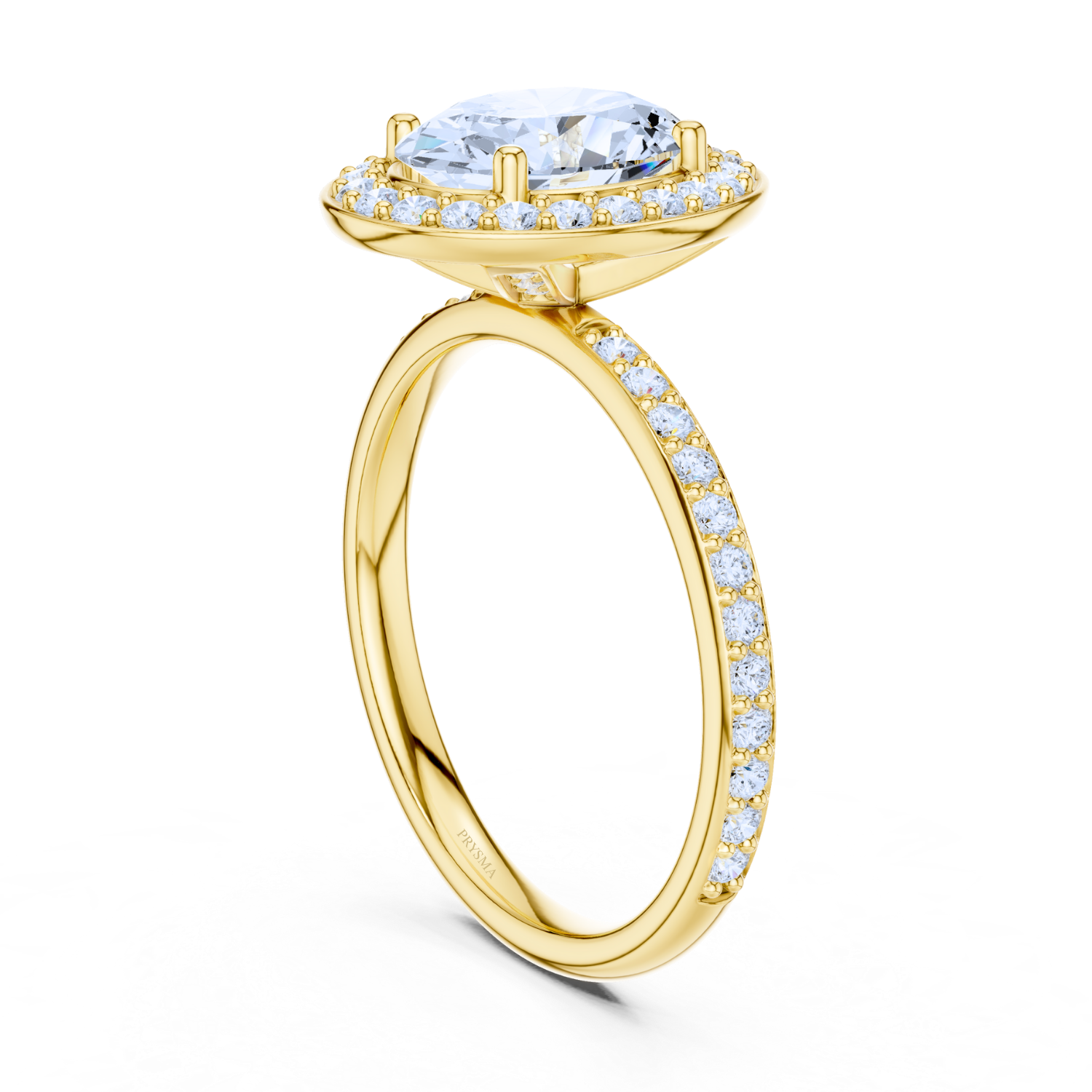 Halo Diamond Ring With Pave Band