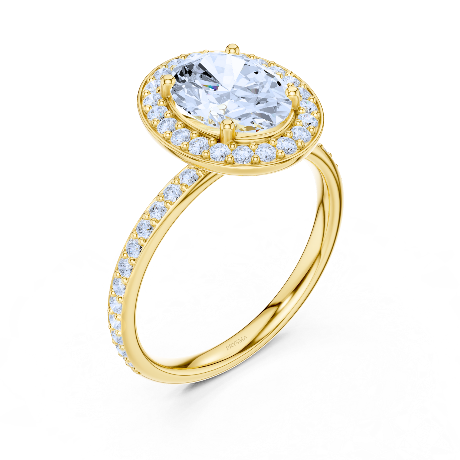 Halo Diamond Ring With Pave Band