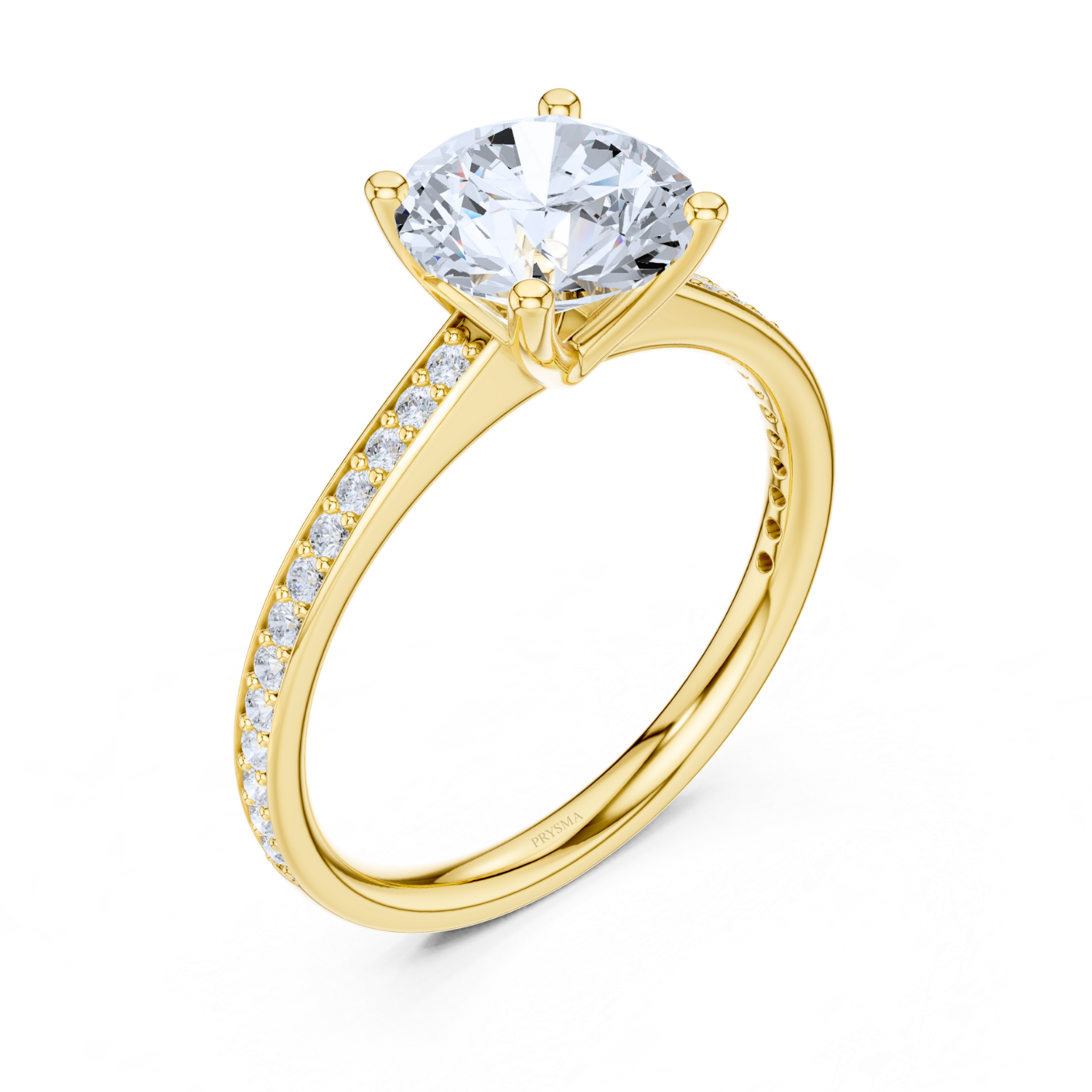Classic Pave Solitaire Diamond Ring