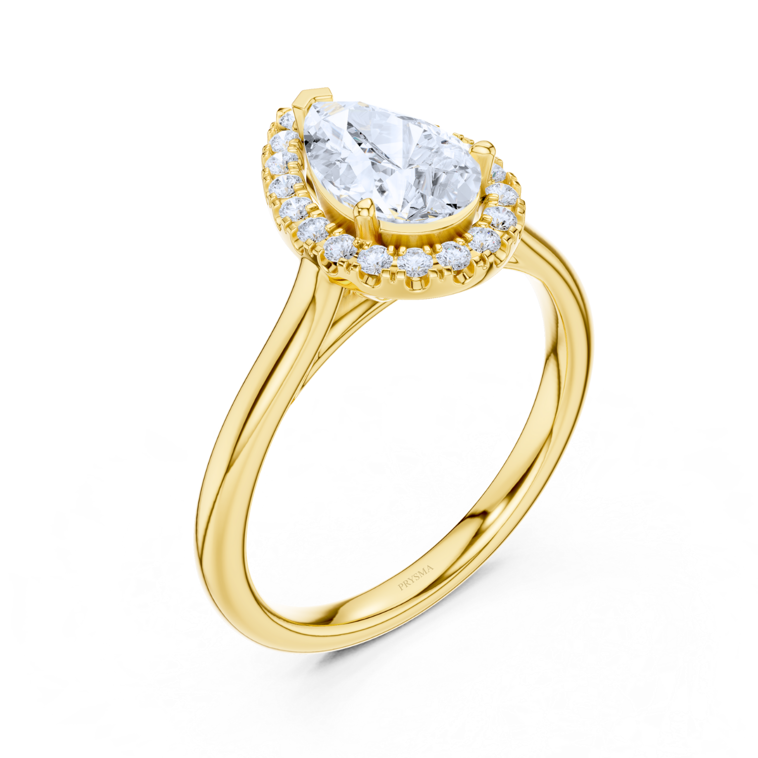 Pear-Shaped Halo Diamond Ring