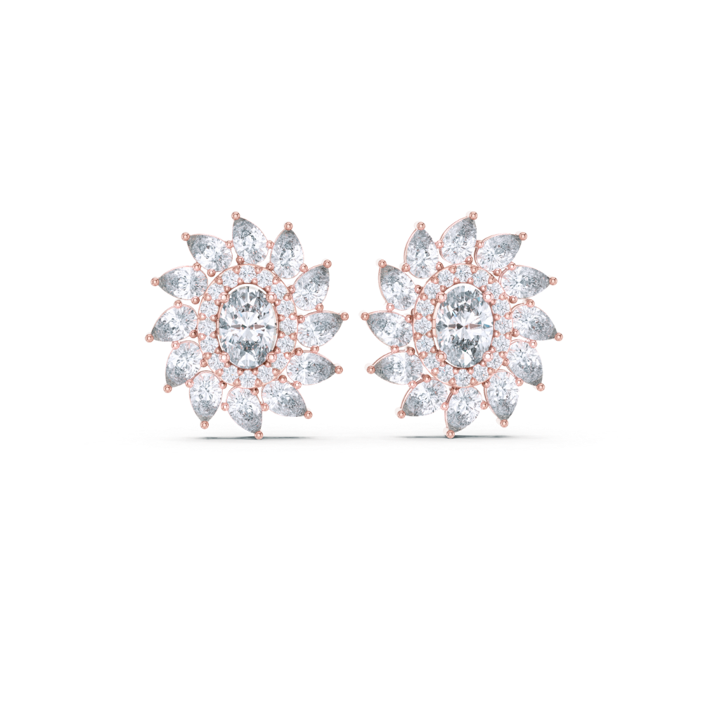 Sunflower Sparkle Oval Diamond Studs