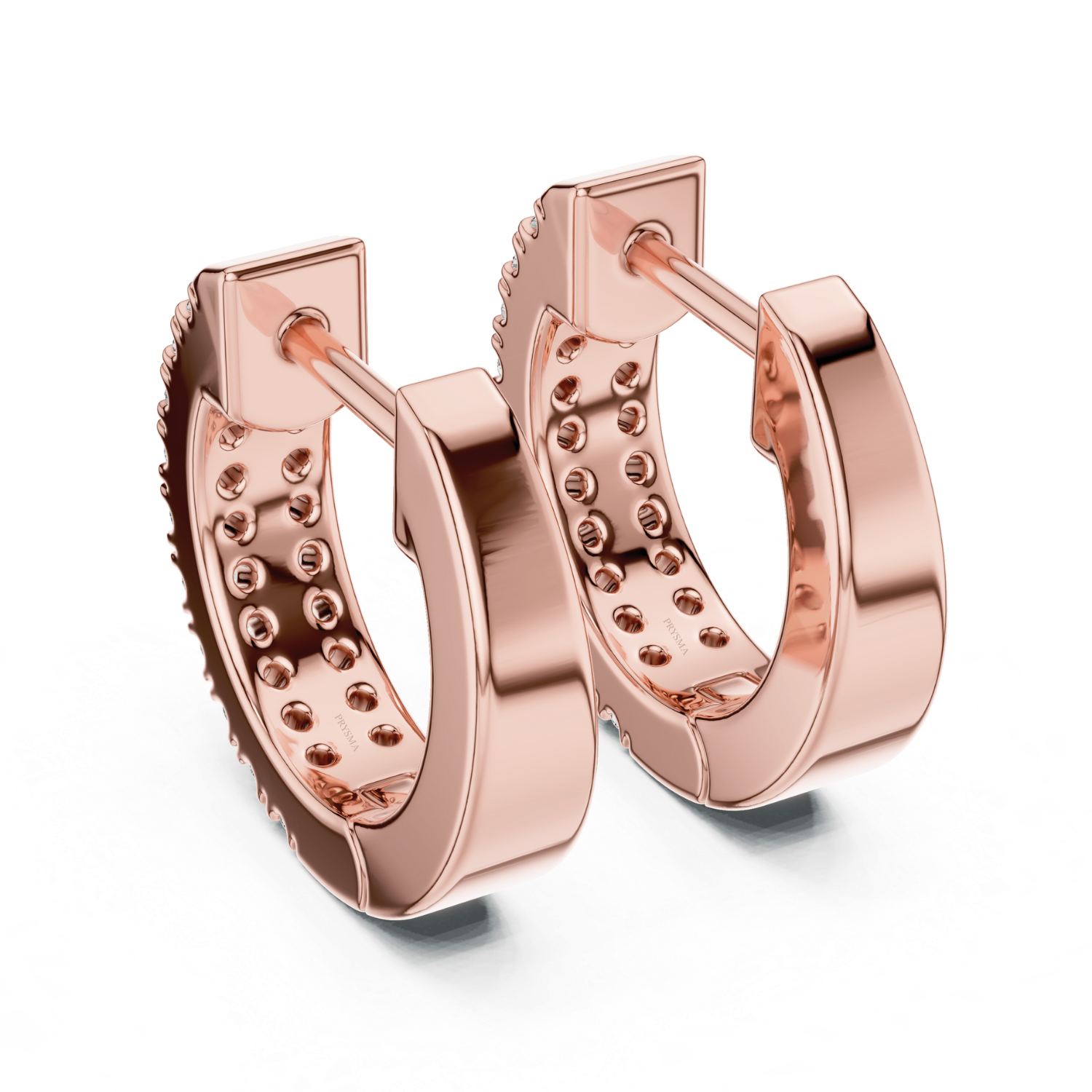 Double Row Diamond Huggie Hoop Earrings