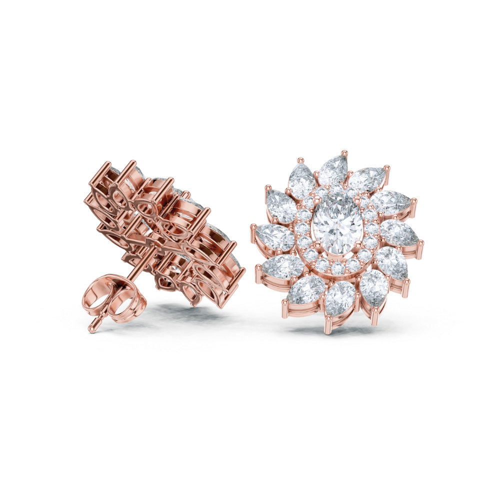 Sunflower Sparkle Oval Diamond Studs