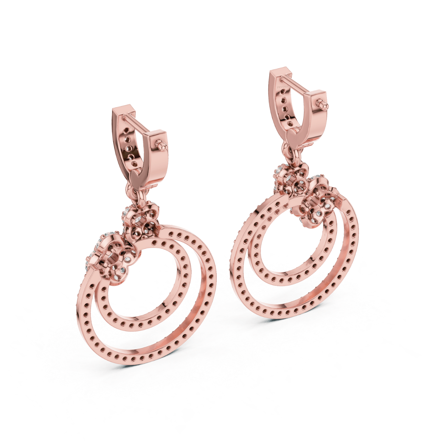 Floral Harmony Dual Circle Drop Earrings