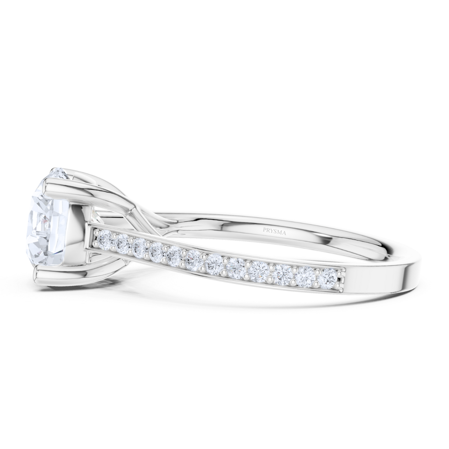 Round Brilliant Cathedral Pave Ring