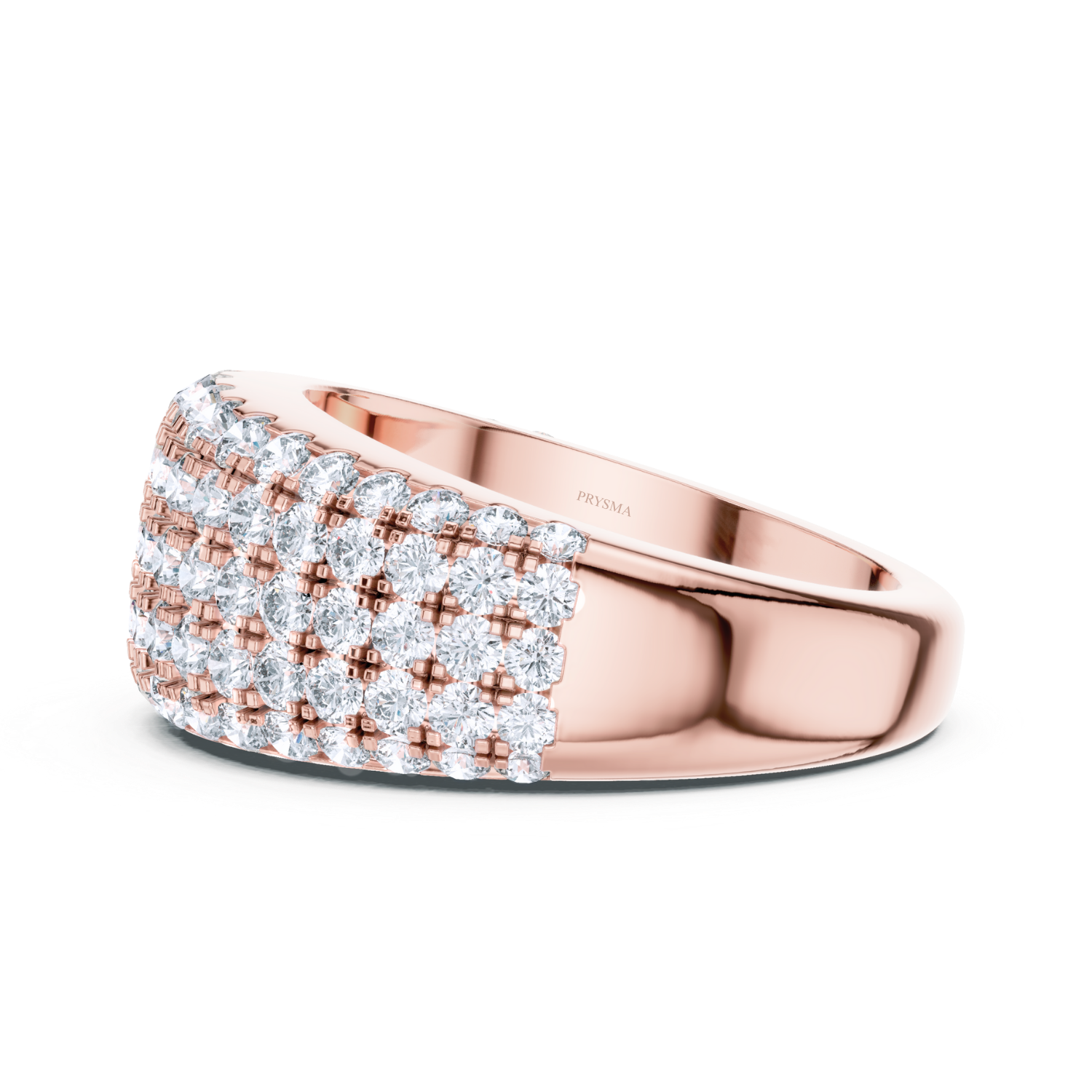 Five-Row Pave Diamond Dome Ring