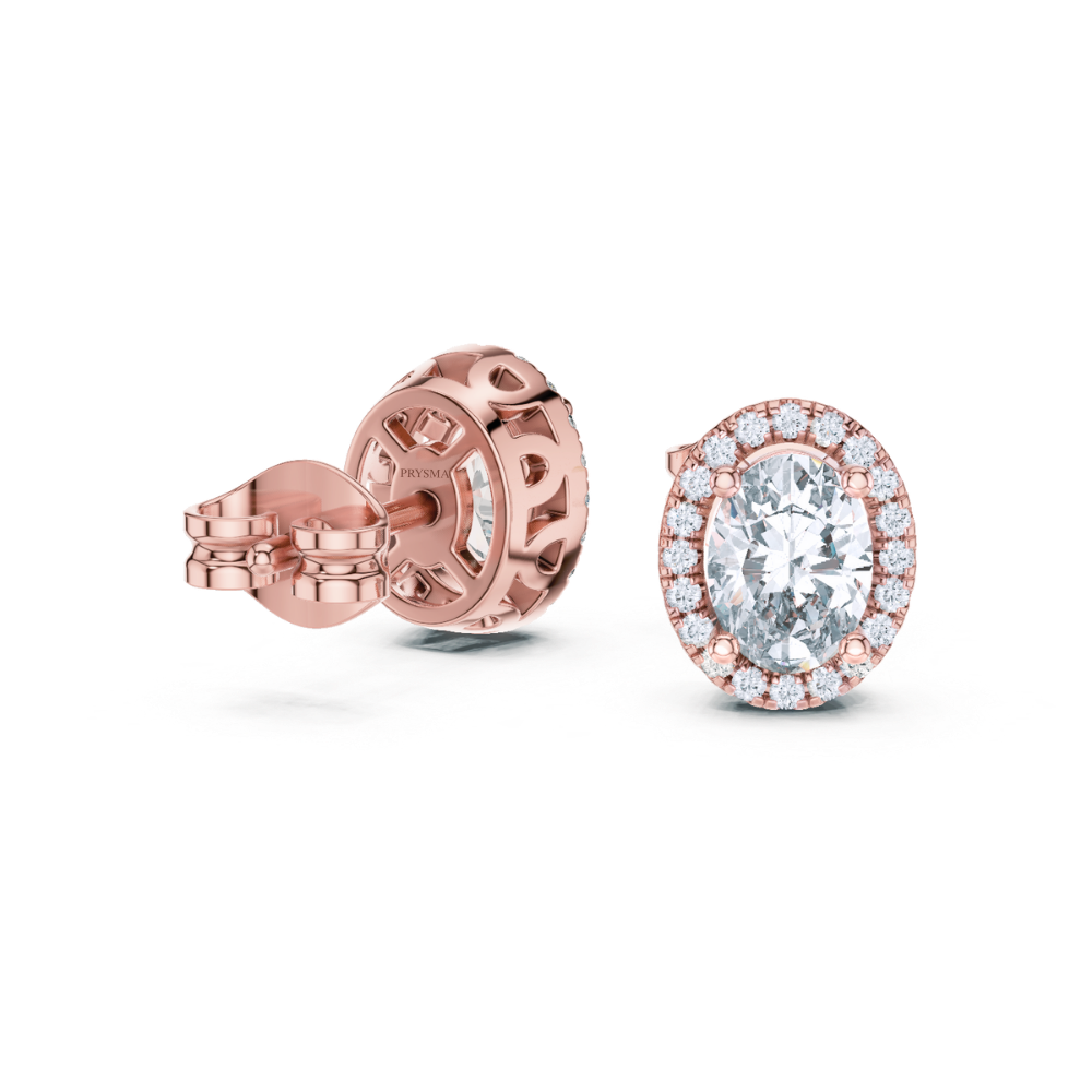 Oval Halo Stud Earrings