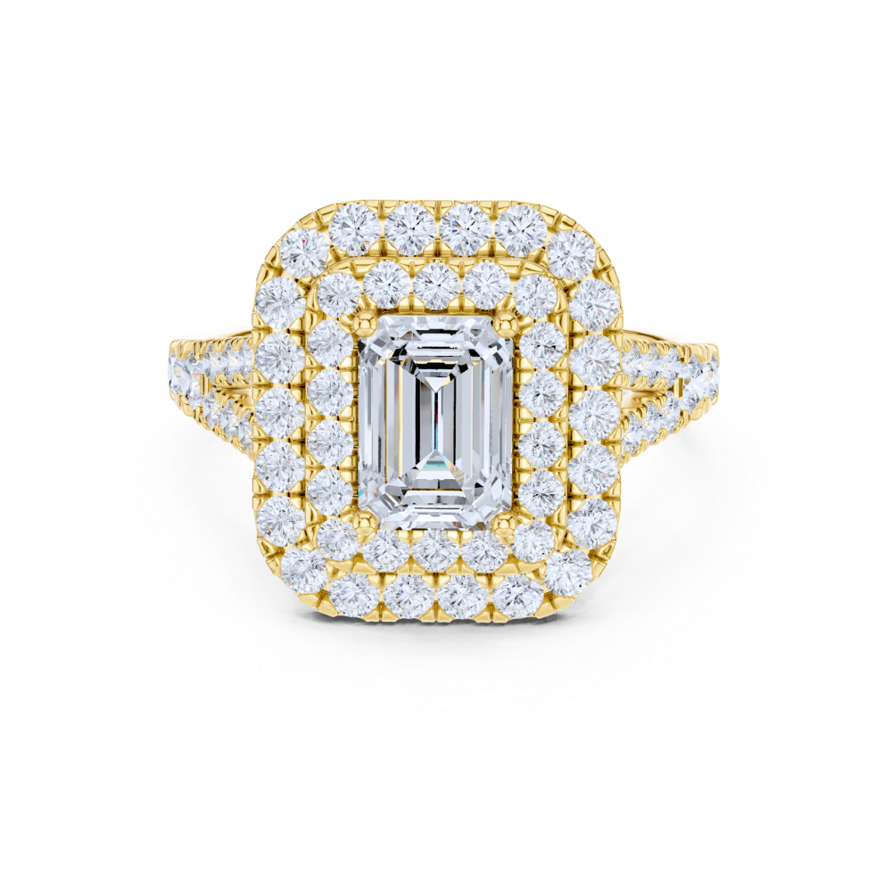 Majestic Double Halo Emerald-Cut Ring