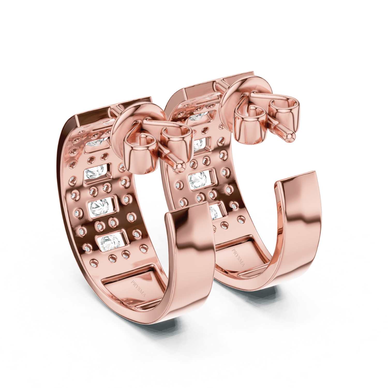 Multi-Row Diamond Hoop Earrings