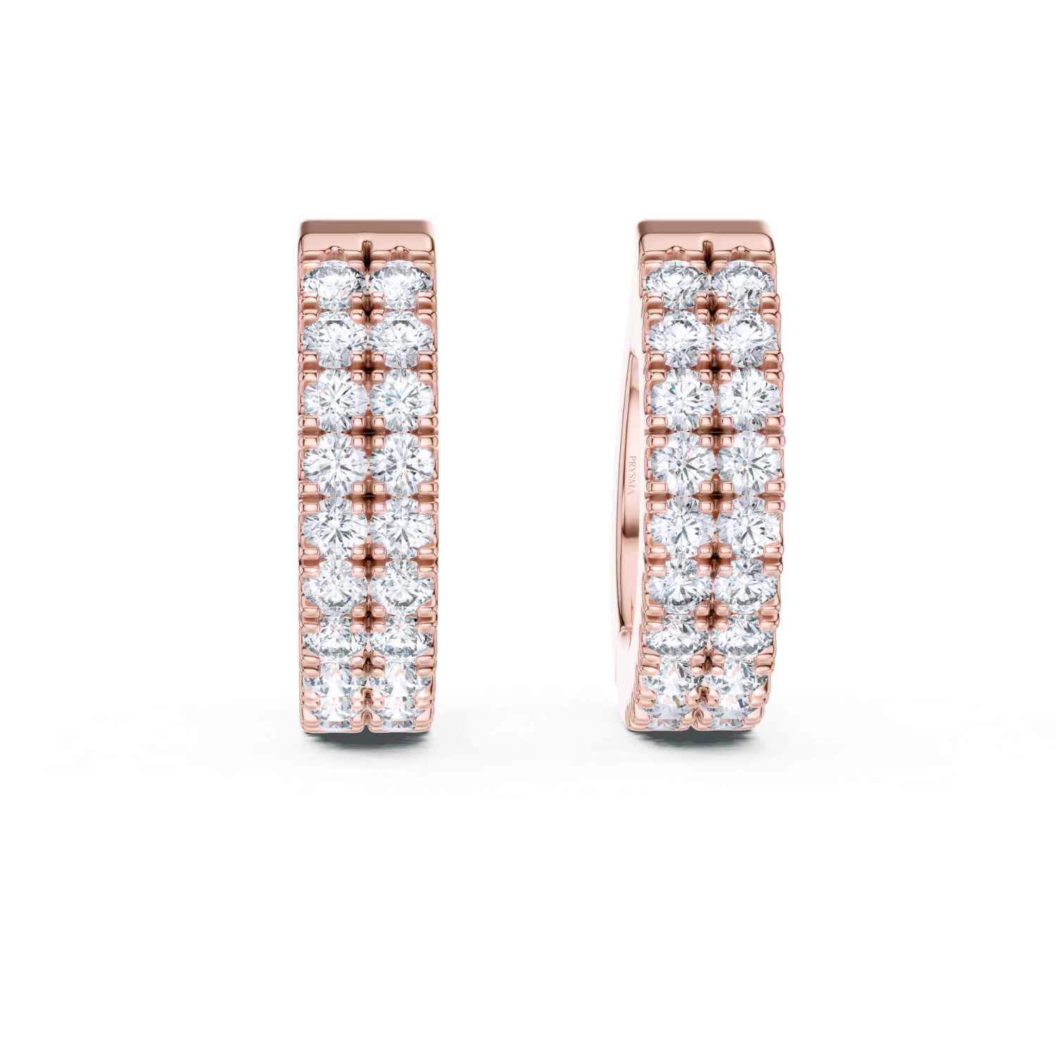 Double Row Diamond Huggie Hoop Earrings