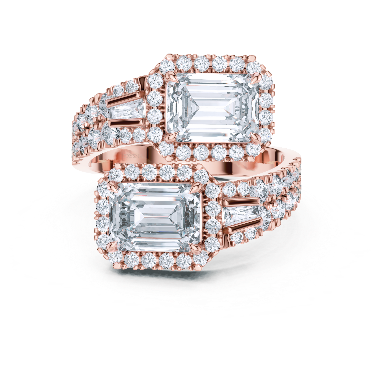 Double Emerald Cut Center Stone Halo Diamond
