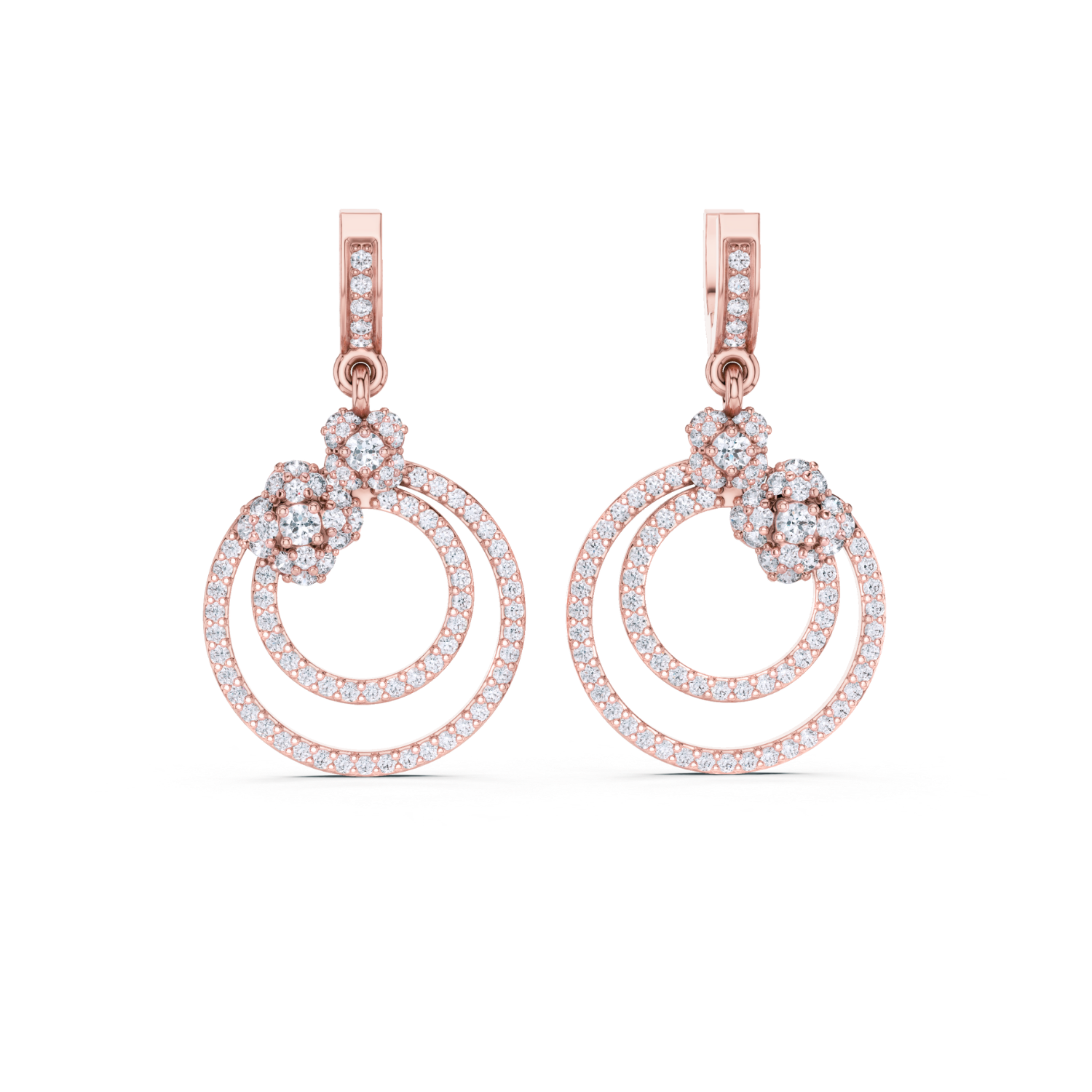 Floral Harmony Dual Circle Drop Earrings