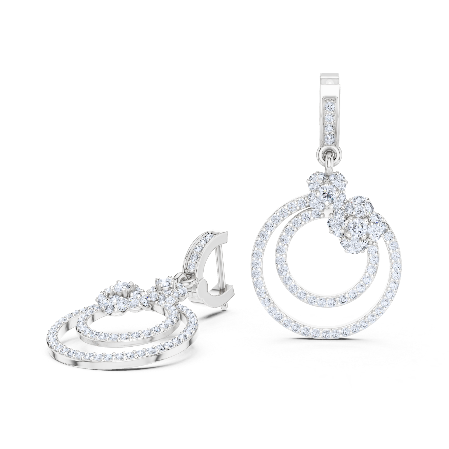 Floral Harmony Dual Circle Drop Earrings