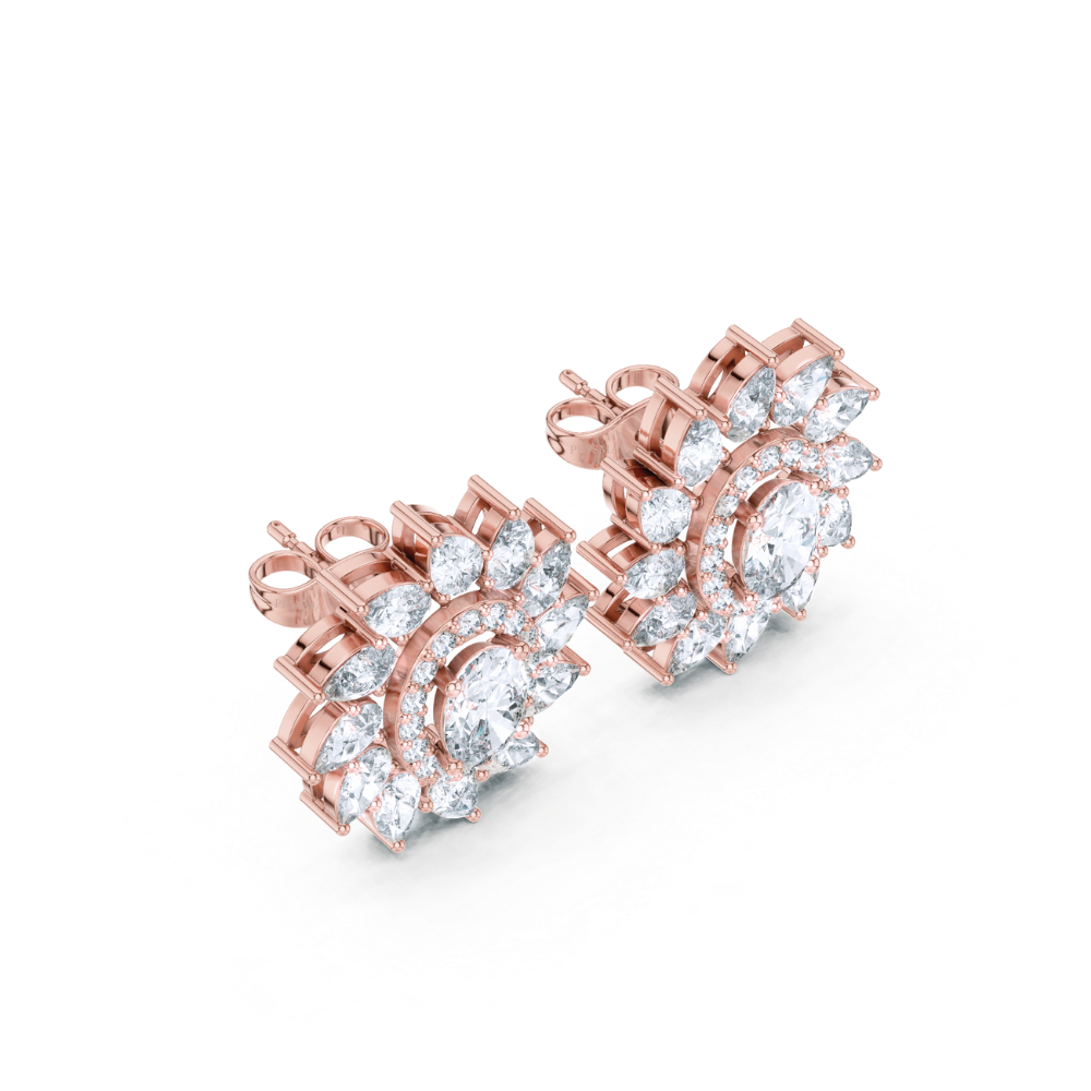 Sunflower Sparkle Oval Diamond Studs