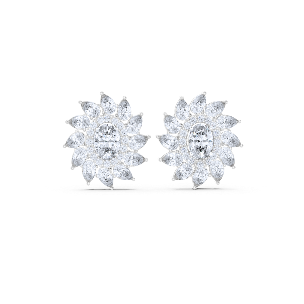 Sunflower Sparkle Oval Diamond Studs