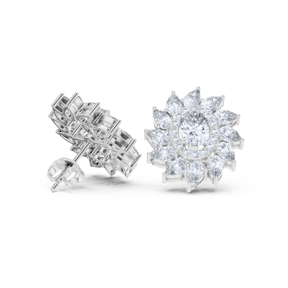 Sunflower Sparkle Oval Diamond Studs