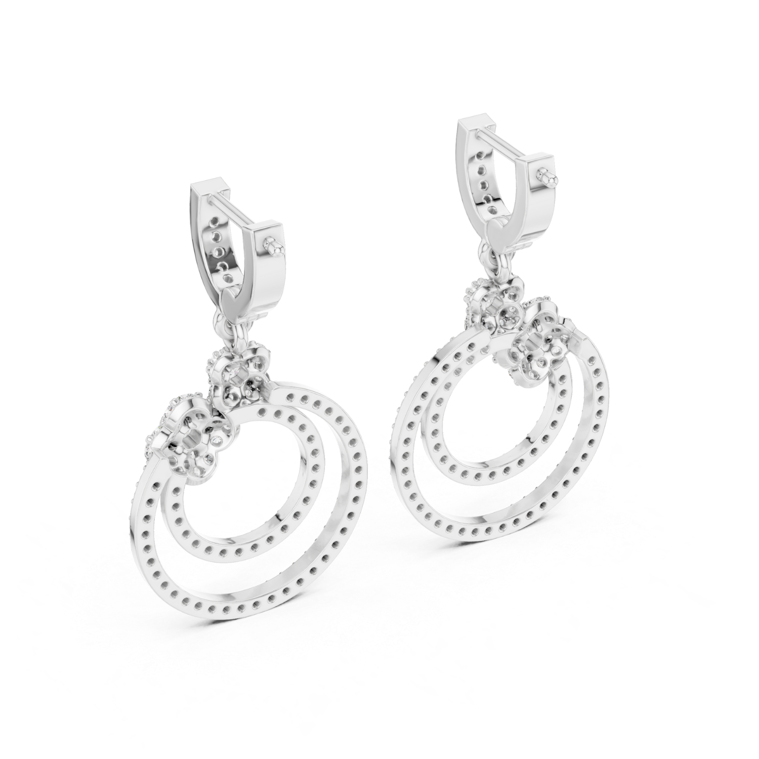 Floral Harmony Dual Circle Drop Earrings