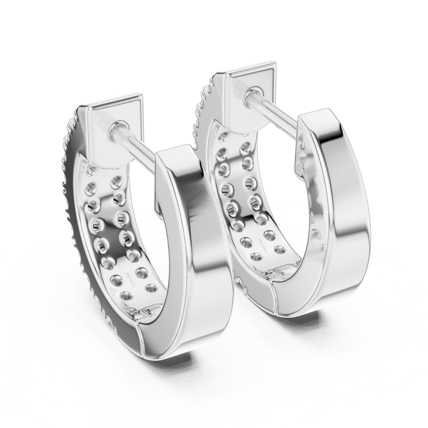 Double Row Diamond Huggie Hoop Earrings