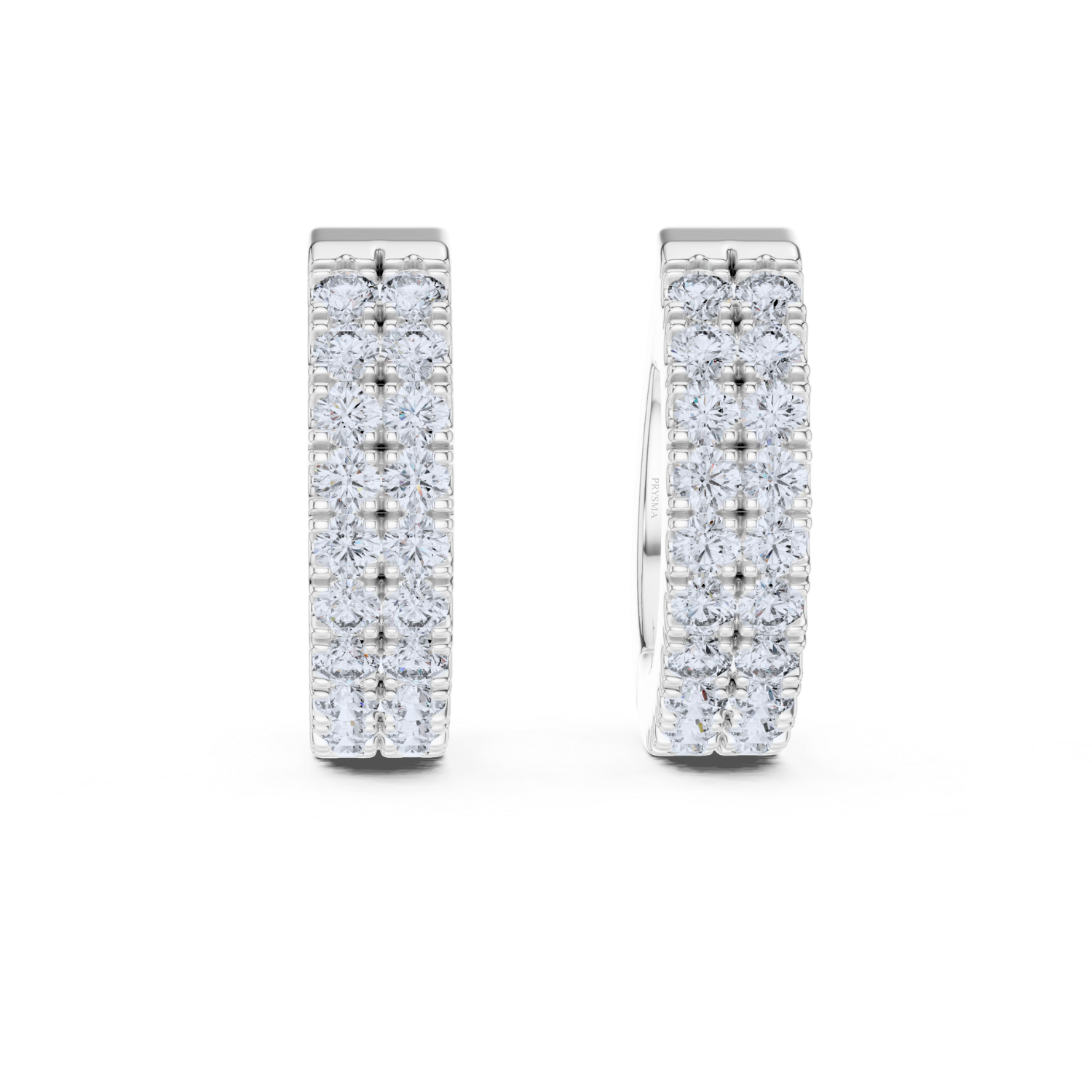 Double Row Diamond Huggie Hoop Earrings