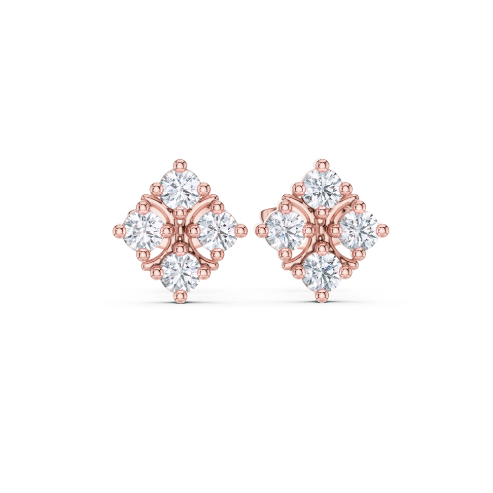 Radiant Blossom Diamond Stud Earrings