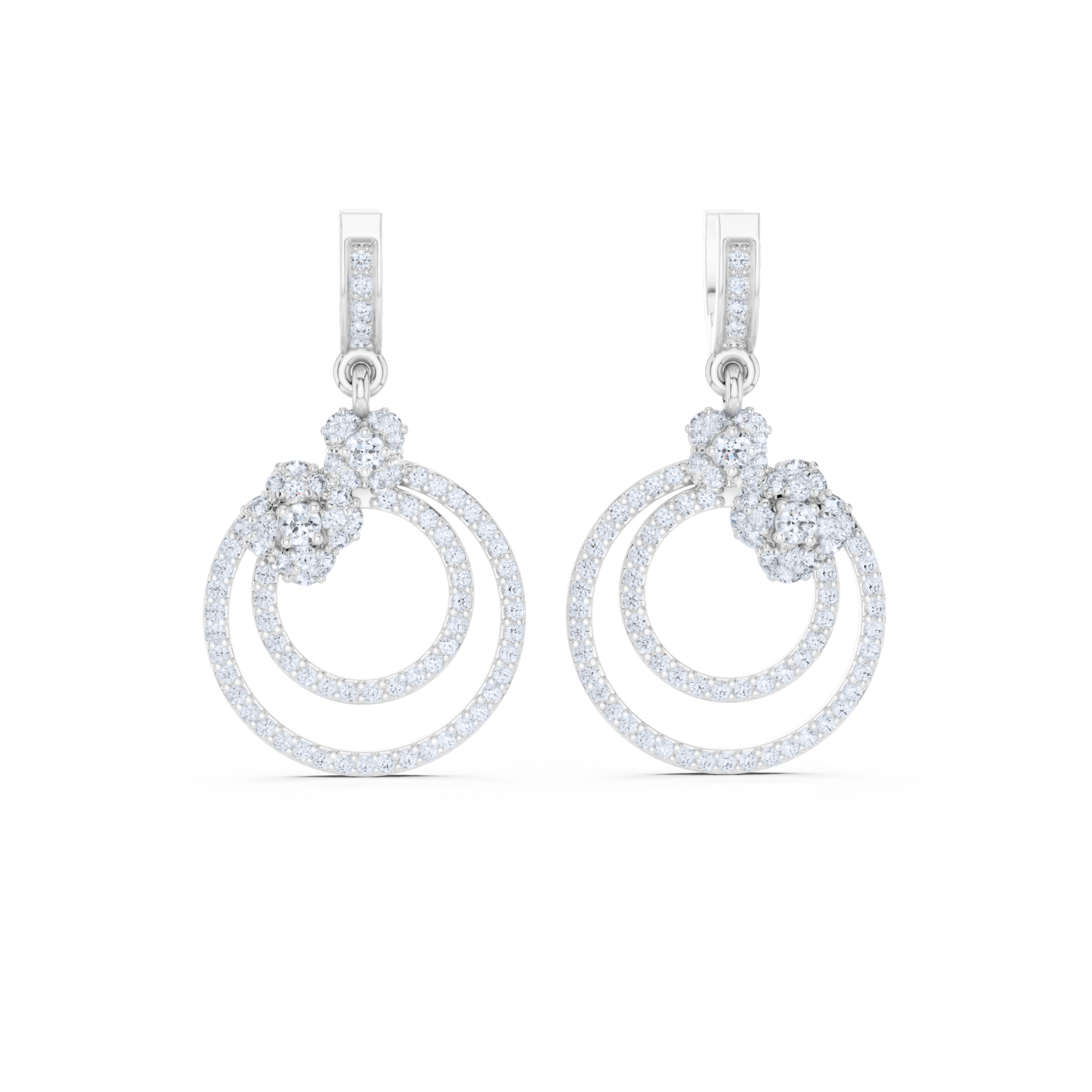 Floral Harmony Dual Circle Drop Earrings