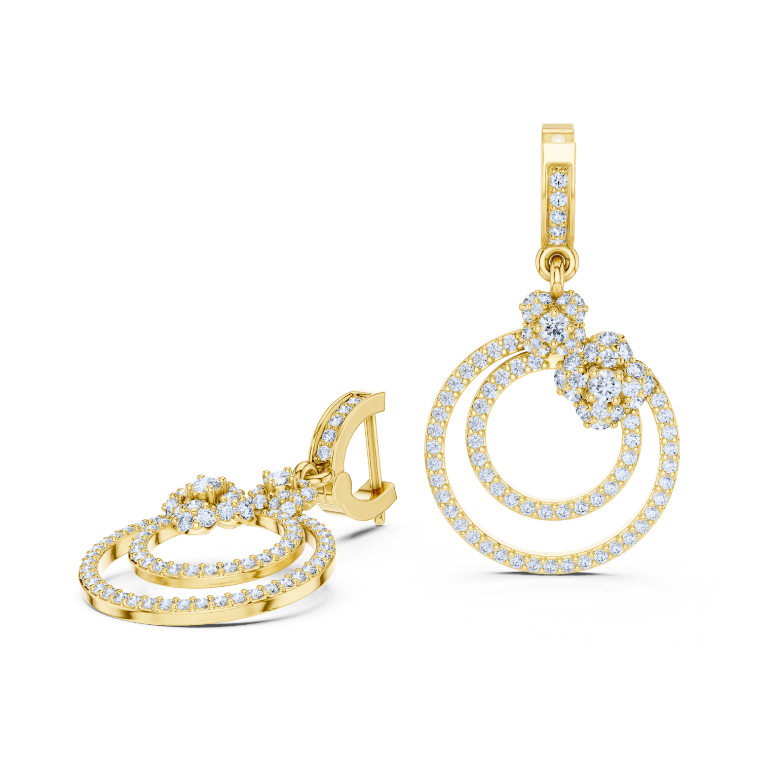 Floral Harmony Dual Circle Drop Earrings